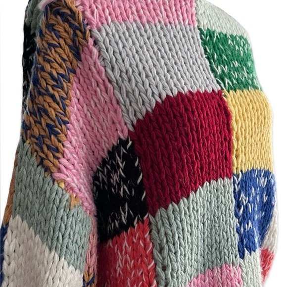 Colorful and Bold Patchwork Knit Sweater - Picture 10 of 16